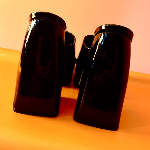 Public Desire Black, Faux Patent Leather Platform Square-Toe Mules Women's 8 - Picture 6 of 11